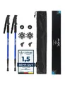 JELEX Nature Teleskop Walking Stöcke für Nordic Walking verstellbar, inkl. diverser Aufsätze für Outdoor Aktivitäten, ultraleichte Wanderstöcke mit Antishock-Technologie (Blau)