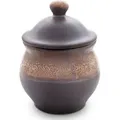 Original Bunzlauer Keramik 1,0 Liter Vorratsdose Behälter zur Aufbewahrung von Lebensmittel Ø12,1 cm, H 16 cm Design ZACIEK braun