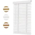 Sekey Jalousie Holzjalousie 50 mm Lamellen Fensterjalousie Blickschutz Jalousie, Klemmträger mit Feststellschraube weiß 90 cm x 130 cm