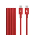 Beats USB-C auf USB-C Gewebtes Kabel, schnelles Laden, langlebiges und verwicklungsfreies Design, Kompatibles Ladegerät für Apple und Android-basierte Produkte (1,5 m) – Blitz-Rot