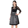 Krüger Dirndl Alisha 60cm Länge Knielang | Eleganten Samt-Dirndl mit gemusterter Dirndlschürze | Damen (DE/NL/SE/PL, Numerisch, 30, Regular, Regular, schwarz)
