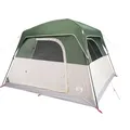 vidaXL Campingzelt 4 Personen, Kabinenzelt mit Netzwände E-Anschluss, Wurfzelt mit abnehmbarem Überzelt, Familienzelt, Grün 185T Polyester