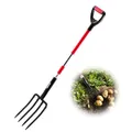 VEVOR Dunggabel, 4-Zinken-Heugabel mit Fiberglasstiel, 1150 mm Mistgabel, Mistforke mit Y-Griff, Spatengabel aus geschmiedetem Stahl für Heu, Kartoffelkompostierung, Umpflanzen und Belüftung