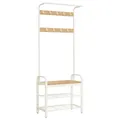 Garderobenständer Garderobe mit Schuhbank 4-in-1 Design 9 abnehmbare Haken Kl...