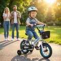 Actionbikes Kinderfahrrad Donaldo 12 Zoll | Kinder Fahrrad - V-Brake Bremsen - Kettenschutz - Fahrradständer - Fahrradkorb - 2-5 Jahre (Blau/Weiß) - Weiß/Blau