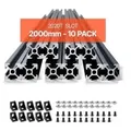 VEVOR 10er Set Aluprofil 2000 mm T-Nut 2020 Aluminium Profil, eloxierte Linearschiene nach europäischem Standard, Nutenprofil für 3D-Drucker, CNC-Ma