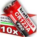 kraftmax 10er Pack CR123 / CR123A Lithium Hochleistungs- Batterie für professionelle Anwendungen - Neueste Generation