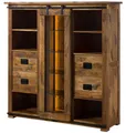 MASSIVMOEBEL24 Highboard Mango / Altholz 142x45x147 natur lackiert RAILWAY LUX #121