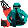 Killtec Damen Skianzug Größe 40 - aus Skijacke türkis grün petrol grün und Skihose neon orange - mit 10000mm Wassersäule - wasserdicht, atmungsaktiv