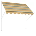 Angerer Klemmmarkise Exklusiv mit Handkurbel, Terrasse/Balkon, einfache Montage ohne Bohren, Made in Germany, hochwertiger Stoff, UV-beständig, höhenverstellbar, wasserabweisend, 200 cm Gelb-Blau-Weiß