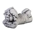 gartendekoparadies.de Gnom Kleiner Faulpelz, Steinfigur Wichtel, H. 18 cm, 6 kg, Grau, frostsicher aus Steinguss für Außenbereich