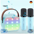 Karaoke Maschine mit 2 Mikrofonen Bluetooth LED Lichter Tragbar Kinder