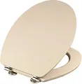 Cornat WC-Sitz "Telo" - Schlichter Look in beige - Hochwertiger Holzkern - Komfortables Sitzgefühl - Unifarbenes Design passt in jedes Badezimmer / Toilettensitz / Klodeckel / KSTEL17