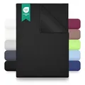 GREEN MARK Textilien Klassische Bettlaken – Flaches Laken aus 100% Baumwolle, ohne Gummi, hautfreundlich, pflegeleicht, bei hohen Temperaturen waschbar - Schwarz - 140x200 cm