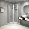 Runddusche mit Gleittür/Schiebetür Aurlane Chrystal Round 90 x 90 x 200 cm Profil chrom Klarglas