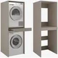 Waschmaschine Trockner Schrank mit Ausziehbrett Waschmaschinenschrank für Waschmaschine & Wäschetrockner - Überbauschrank 187 x 65 x 66 cm (Lehm... - Grau