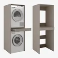 PLATAN ROOM Hochschrank Badschrank Waschmaschine Trockner Schrank Waschmaschinenschrank für Waschmaschine & Wäschetrockner Überbauschrank 187 x 65 x 66 cm Badregal (Lehm Grau, 66 cm breit)