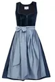 Edelnice Trachtenmode Exklusives Designer Midi Dirndl Luna Samt blau inkl. Dirndlschürze Gr. 32-54 (DE/NL/SE/PL, Numerisch, 36, Regular, Regular, Blau)