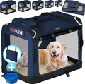 CADOCA® Hundebox Hundetransportbox faltbar robust L 70x52x50cm atmungsaktiv Transporttasche Haustiertransportbox Hundetragetasche Navy Blau