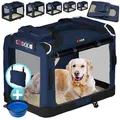 Cadoca Tiertransportbox, faltbar L 70x52x50cm Hundebox Hundetransportbox Navy Blau blau L | 52 cm x 50 cm x 70 cm