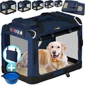 CADOCA® Hundebox Hundetransportbox faltbar robust L 70x52x50cm atmungsaktiv Transporttasche Haustiertransportbox Hundetragetasche Navy Blau