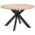 Linea Natura Esstisch, Schwarz, Eiche, Holz, Metall, Eiche, vollmassiv, rund, X-Form, 120x76x120 cm, Esszimmer, Tische, Esstische, Esstische rund