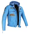 Herren Motorradjacke Lederjacke Biker Jacke mit Protektoren Leder Jacke mit Kapuze Leather Jacket Fashion Jacket Custom (DE/NL/SE/PL, Alphanumerisch, XL, Regular, Regular, Blau)