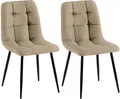 CLP 2er Set Esszimmerstuhl Tilde, Küchenstühle gepolstert mit gestepptem Bezug, Polsterstühle mit Metallgestell, bis 150 kg belastbar, Farbe:Taupe, Material:Stoff