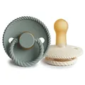 FRIGG Rope Schnuller 2 Packung | Latex Schnuller | BPA-Frei | Hergestellt in Dänemark | Symmetrischer Sauger in Kirschform (Cream/Sage, Größe 2 (6-18 Monate))