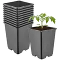 Garronda Blumentopf Kunststoff hoch eckig mit Drainagelöchern für Garten GD-0201 (10 St., 10er Set) schwarz 1.25 l | 11 cm x 15.5 cm