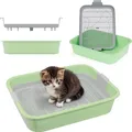 Kätzchentoilette Kleines Katzenklo für Kitten mit Sieb Toilette für Kleintiere Kaninchentoilette Nagertoilette Grün