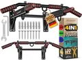 KESSER® Klimmzugstange Wandmontage 4in1 bis 300kg, Pull Up Bar Wand + rutschfesten Griffen & Multi-Grip, Klimmzugstange für zu Hause, Halterung für Boxsack, Ringe & Seile, Fitness Trainingsstation