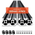 VEVOR 4er Set Aluprofil 1200 mm T-Nut 2020 Aluminium-Strangpressprofil, eloxierte Linearschiene nach europäischem Standard, Nutenprofil für 3D-Druck
