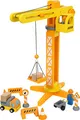 small foot Baukran mit Baustellenzubehör aus Holz, Spiel-Set für Kinder ab 3 Jahren, 12007