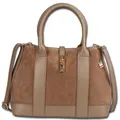 Florence Damen Leder Schultertasche Wildleder Tasche taupe OTF186I6
