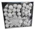 Christbaumschmuck 45 Teile Set - weiß - Kunststoff Weihnachtsbaum Deko Kugeln