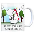 Honeycorns Kaffeebecher mit Einhorn Motiv und Spruch: Was kostet schon die