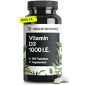 natural elements Vitamin D3 1000 I.E. – 365 Tabletten im Jahresvorrat – Vitamin D für Knochen und Immunsystem – hochdosiert, ohne unnötige Zusätze – in Deutschland produziert & laborgeprüft
