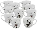 10er SET DUO ANIMALS Becher 460 ml CHARMING CATS New Bone China Porzellan