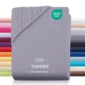 Carpe Sonno Spannbettlaken Topper Spannbetttuch Jersey 140x200 160x200 180x200 200x200 Baumwolle, Jersey, Gummizug: rundum, (1 Stück), Topper Spannbettlaken 200x200 für Matratzen bis 10cm Höhe grau 200 cm x 200 cm