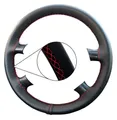 LECO Lenkradbezug Lenkradhülle Auto mit roter Naht für viele VW, Ford, Seat, Mazda, Echtleder