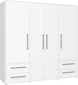Kleiderschrank - Mattweiß - 4 Flügeltüren - L205,9 x T58,8 x H200 cm - MOKKARIS