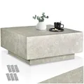 tectake® Couch Tisch, Room Decor in Travertin Steinoptik, Tisch Wohnzimmer, moderner Couchtisch, Beistelltisch, Wohnzimmertisch, Sofatisch, Side Table Schlafzimmer - Travertin Optik, 80 x 80 x 35 cm