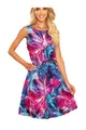 Numoco Damen trapezförmig Kleid mit Blumen Sieger Blau Rosa XL