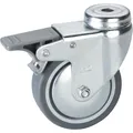 Lenkrolle TPE Rad ø 100 mm Möbelrolle mit Feststeller 55 kg mit Rückenloch