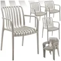 tectake Gartenstuhl Balkonstuhl, stapelbar, Belastbarkeit 120 kg, 54,5 x 58 x 80,5 cm, (Terrassenstuhl Alcudia für Außen in Taupe, 4 St), wetterfest und UV-beständig, pflegeleicht, rutschfeste Gummischoner grau 54,50 cm x 80,50 cm x 58,00 cm