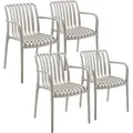 tectake® Gartenstühle Alcudia, wetterfest, stapelbar - Taupe
