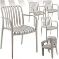 tectake® Gartenstühle stapelbar, Gartenmöbel Set, Balkon Möbel, Bistro Set, Sessel, Outdoor Möbel, Balkonmöbel, Terrassenmöbel - Taupe, 4er Set