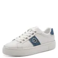 Tamaris Damen Low-Top Sneaker, Frauen Sneaker,Wechselfußbett,Comfort Lining,Lifestyle,modisch,klassisch,modern,Nieten,grau,White/Denim,38 EU