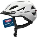ABUS Stadthelm Urban-I 4.0 - Fahrradhelm mit aufladbarem Rücklicht, 2 Leuchtmodi, Schirm, Zopf-Öffnung und magnetischem Verschluss - für Jugendl...